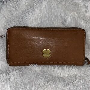 Lucky Brand Tan Leather Wallet with Gold Accent